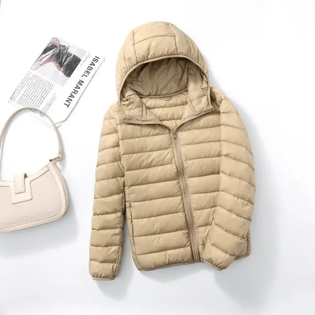 Women's Waterproof Hooded Puffer Jacket - Warm & Comfortable