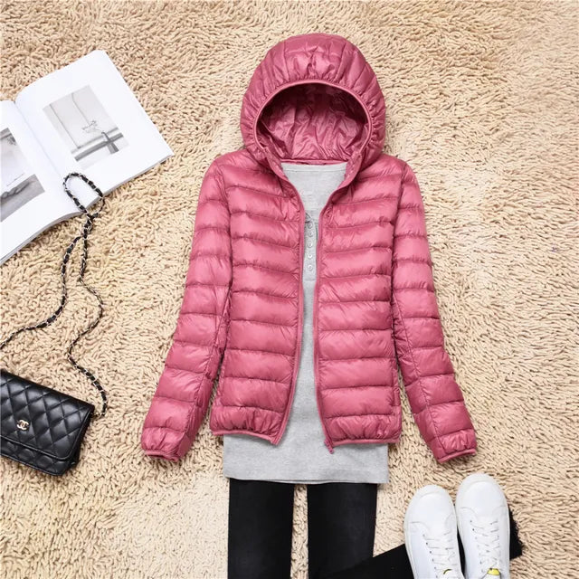 Women's Waterproof Hooded Puffer Jacket - Warm & Comfortable