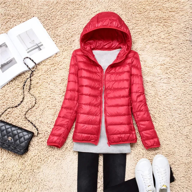 Women's Waterproof Hooded Puffer Jacket - Warm & Comfortable