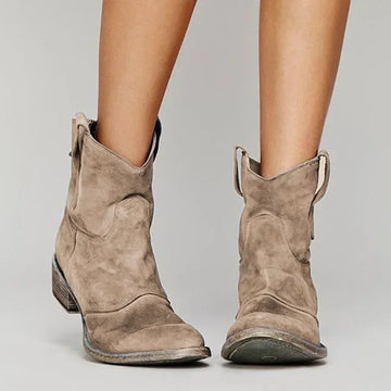 Comfortable Rounded Toe and Low Stacked Heel Ankle Boots for Women