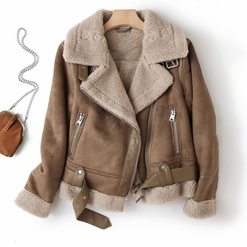 Women's Biker Jacket - Asymmetric Zip with Lined Collar
