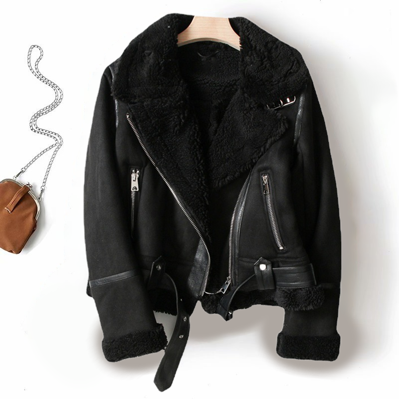 Women's Biker Jacket - Asymmetric Zip with Lined Collar