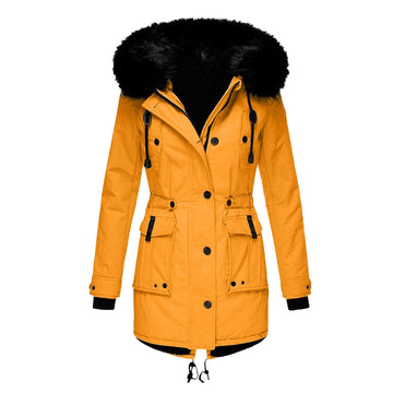 Women's Coat - Drawstring Waist with Hooded Design