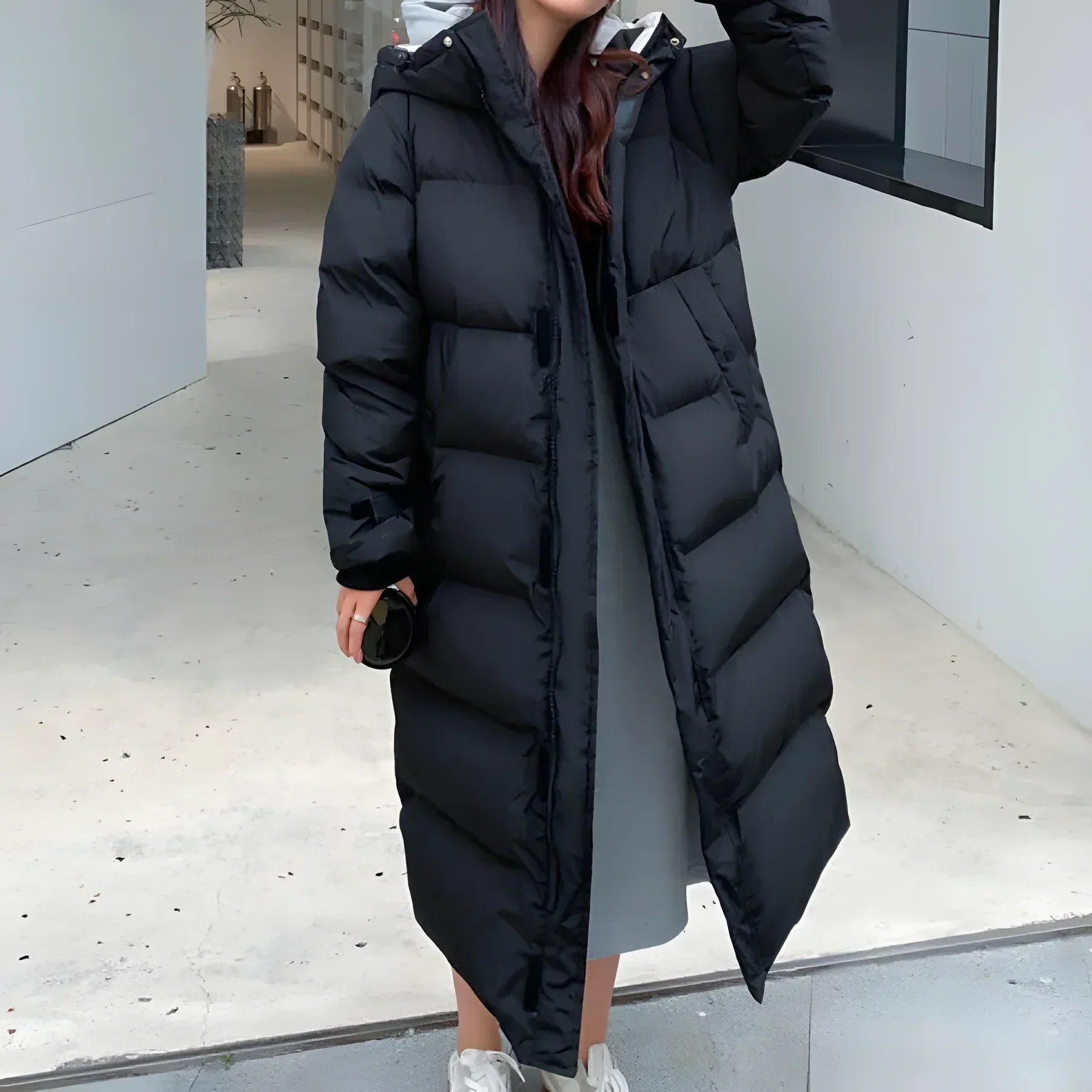 Women's Long Padded Coat - With Hood