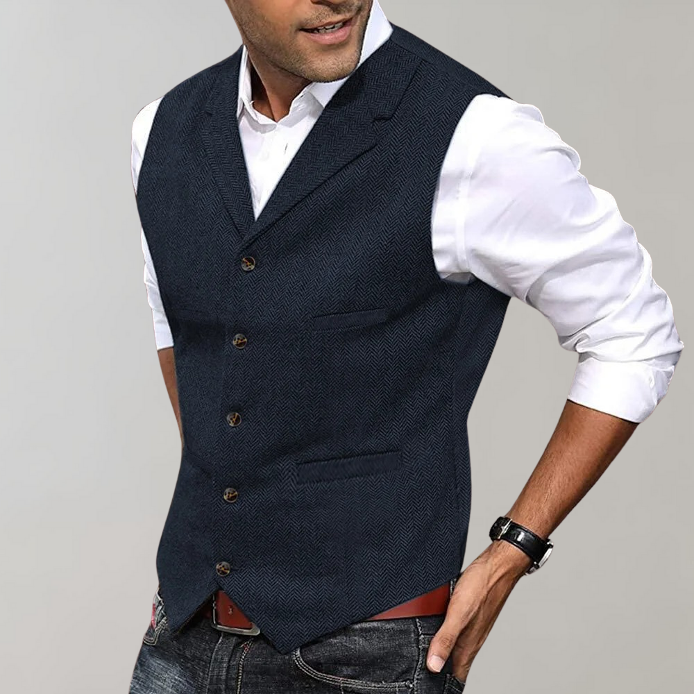 Men's Waistcoat - Tailored Fit with Lapel Collar
