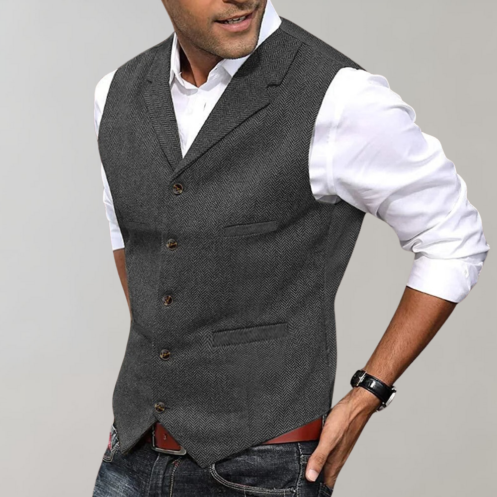 Men's Waistcoat - Tailored Fit with Lapel Collar