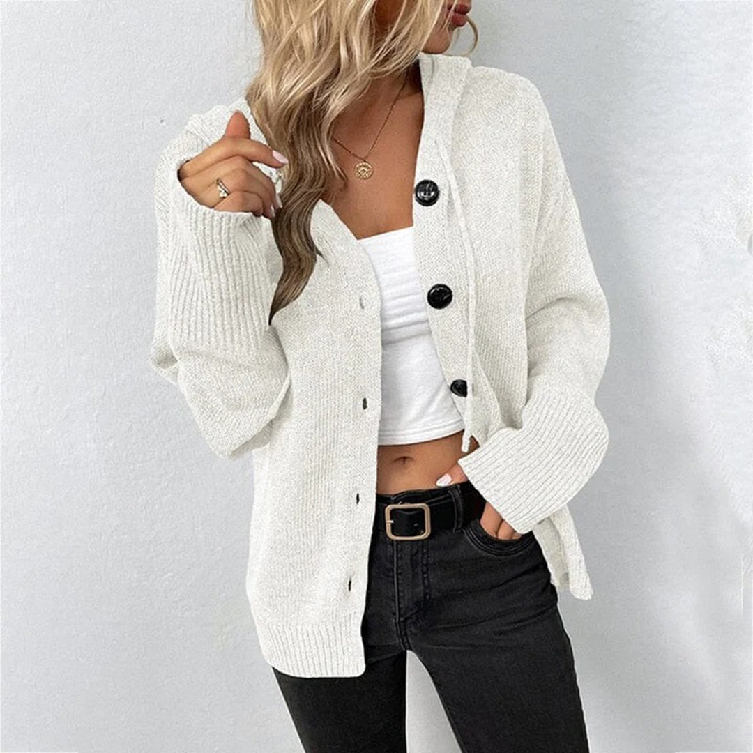 Women's Stylish Hooded Cardigan - Comfortable Knit