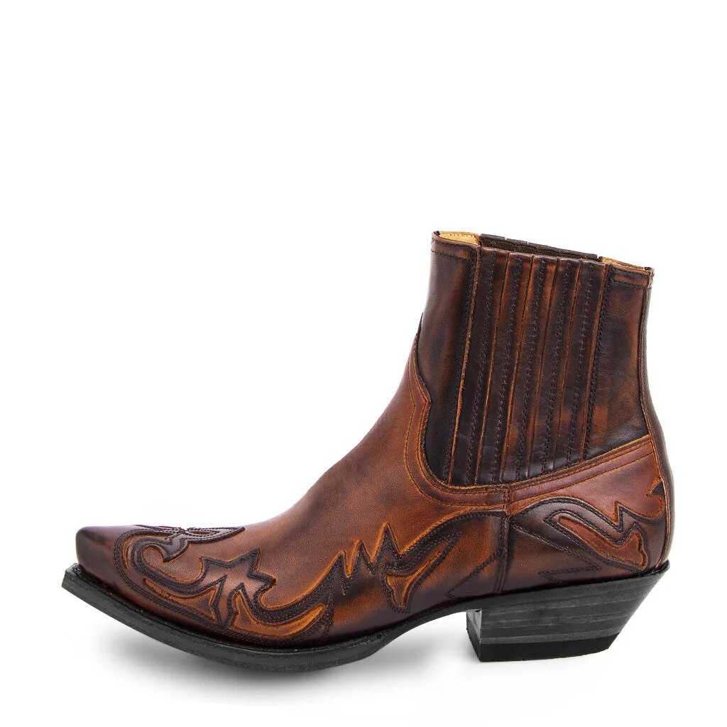 Men's Ankle-Length Cowboy Slip-On Boots - Classic & Robust
