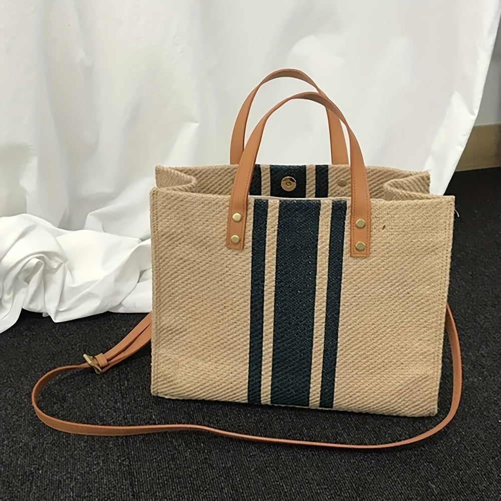 Women's Striped Tote Bag - Versatile Everyday Style