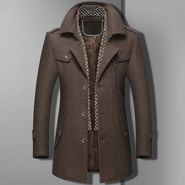 Men's Coat - Notched Lapel with Button Closure