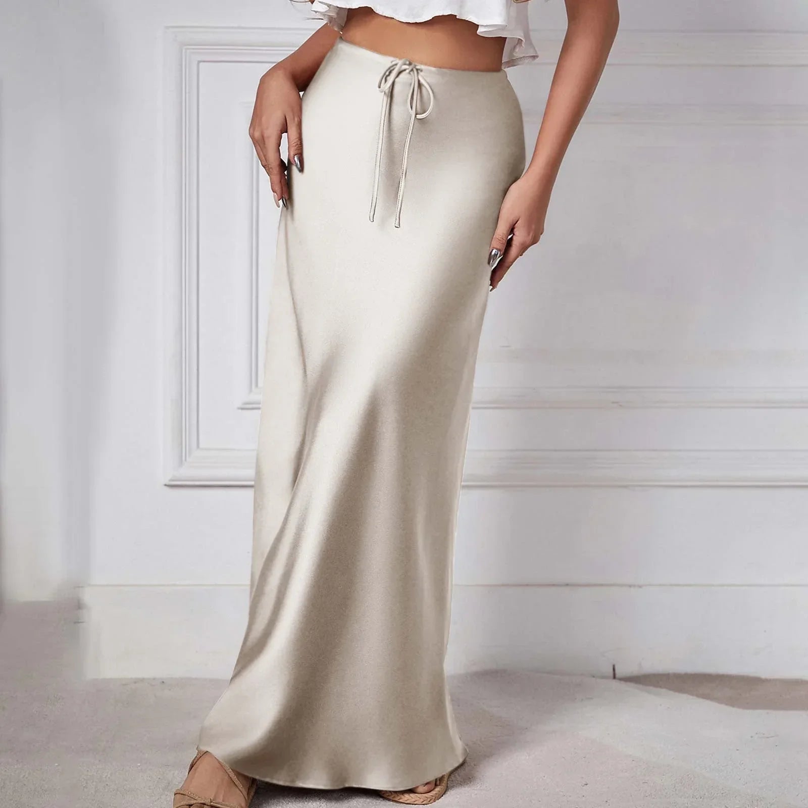 Talia - Chic High-Waist Satin Skirt for Women