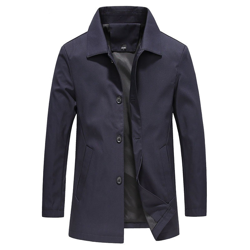 Men's Winter Coat - Mid-Length and Single-Breasted