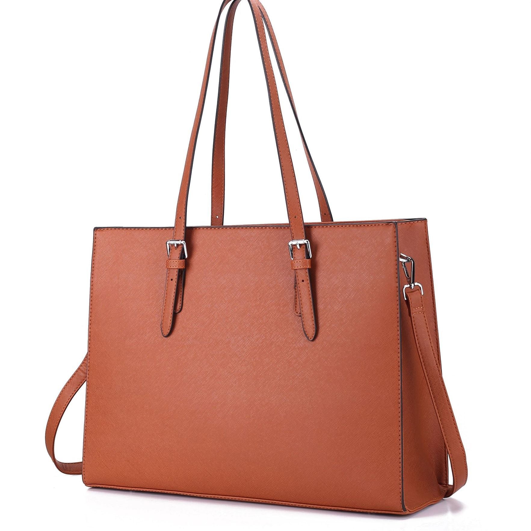 Women's Leather Laptop Tote Bag - Casual and Simple
