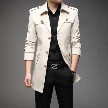 Men's Stylish Trench Coat - Waterproof & Windproof
