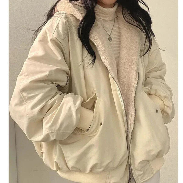 Women's Reversible Winter Jacket - Oversized Fit