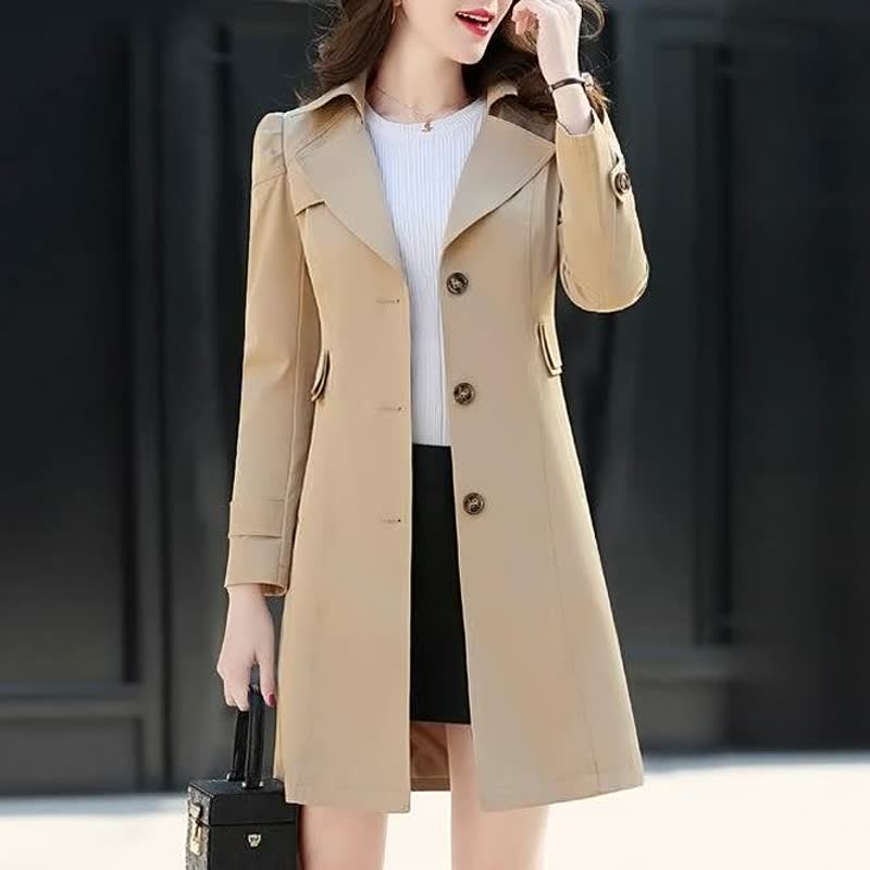 Women's Elegant Long Trench Coat - Comfortable & Warm