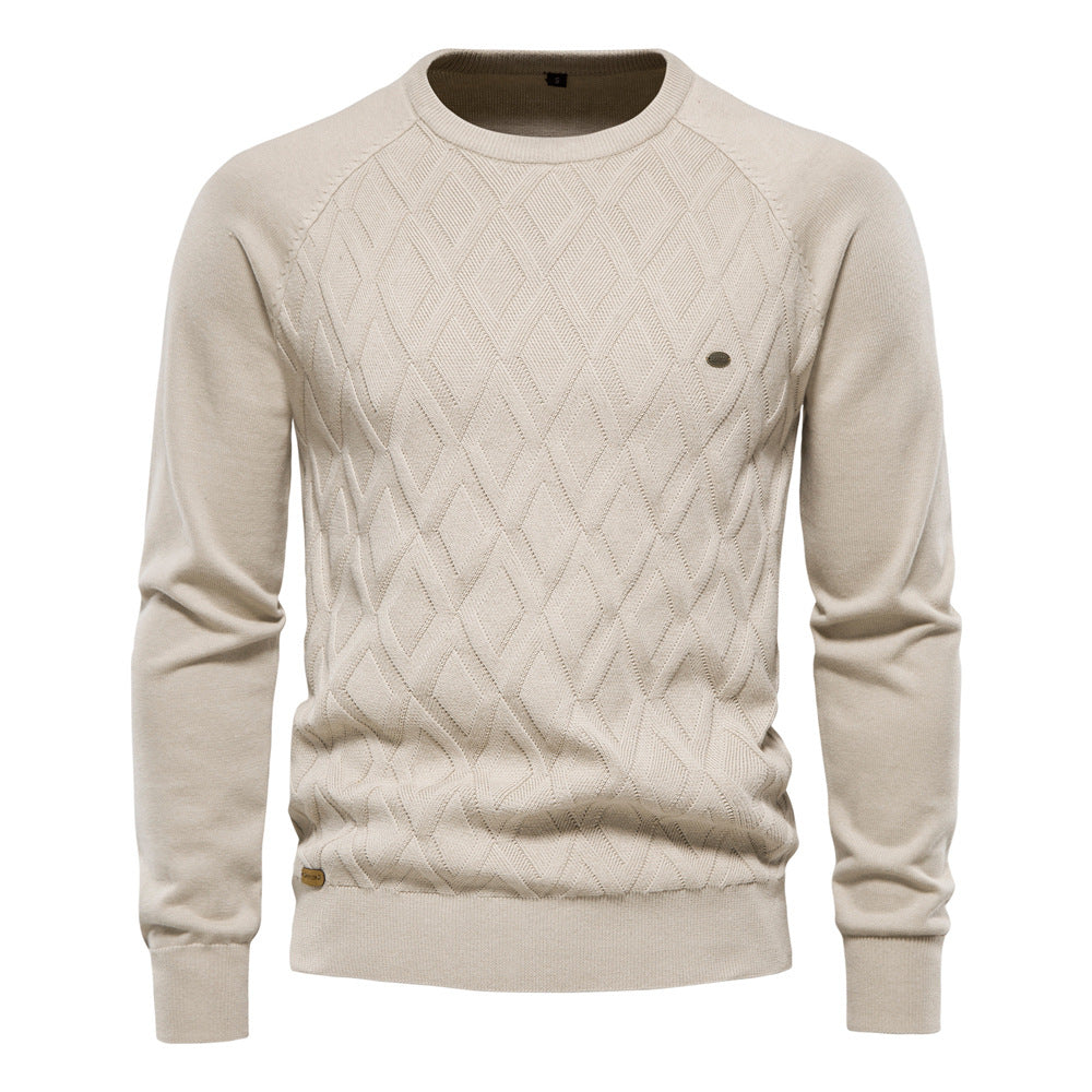 Men's Jumper - Crew Neck with Diamond Pattern