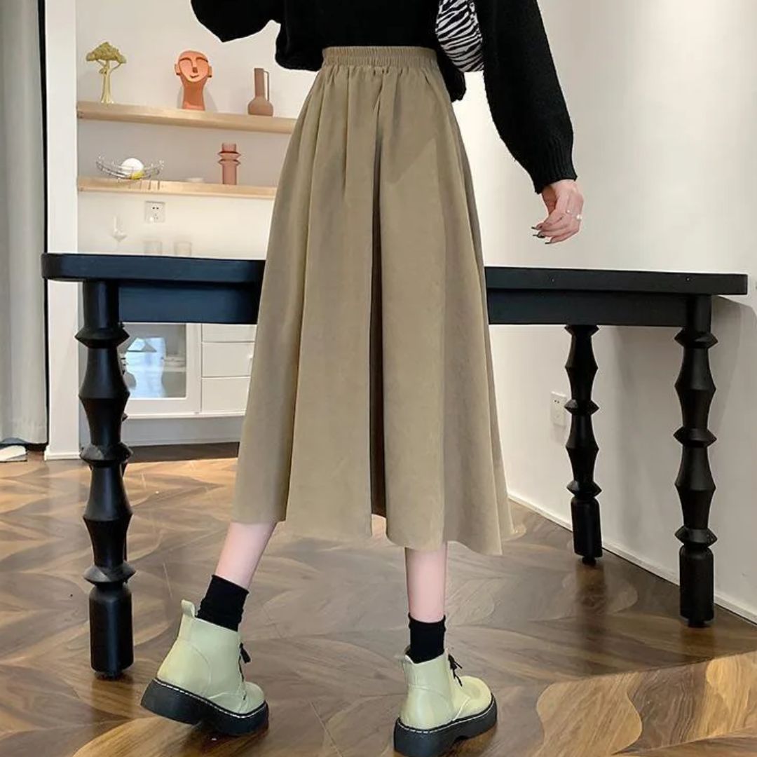 Women's Pleated Midi Skirt - Flowy A-Line Style