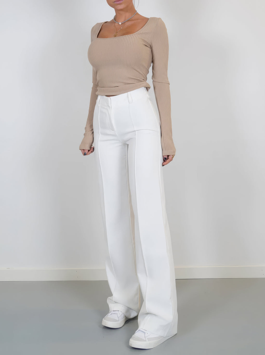 Women's Straight Leg Work Trousers - High-Waisted & Smart Casual