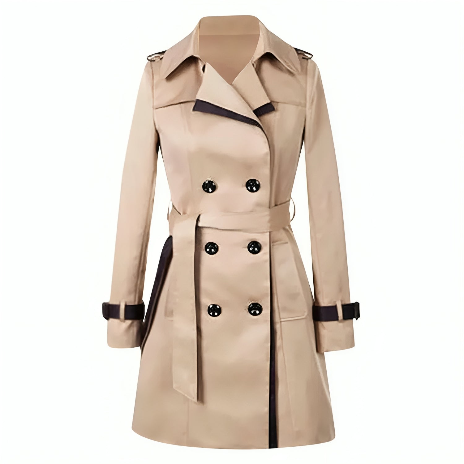 Women's Elegant Two-Tone Long Trench Coat - Comfortable & Warm