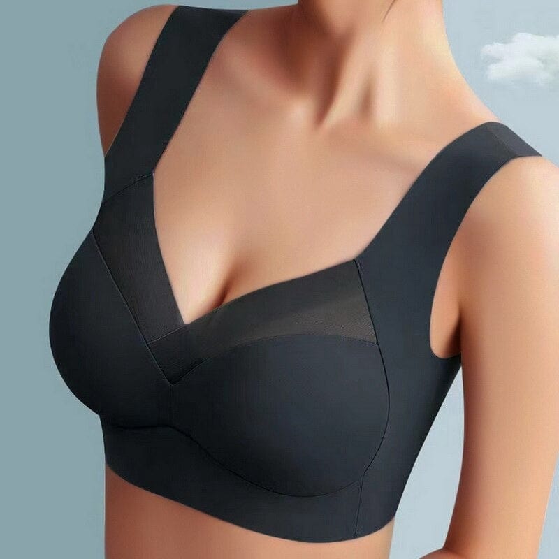 Women's Seamless Bra - Mesh Detail and Wide Strap Design