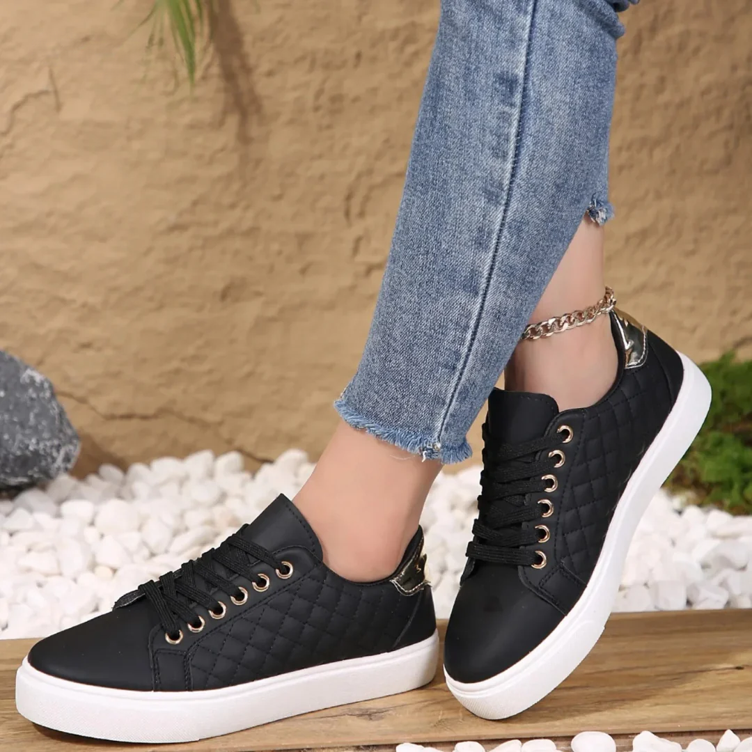Women's Trainers - Quilted Pattern with Platform Sole