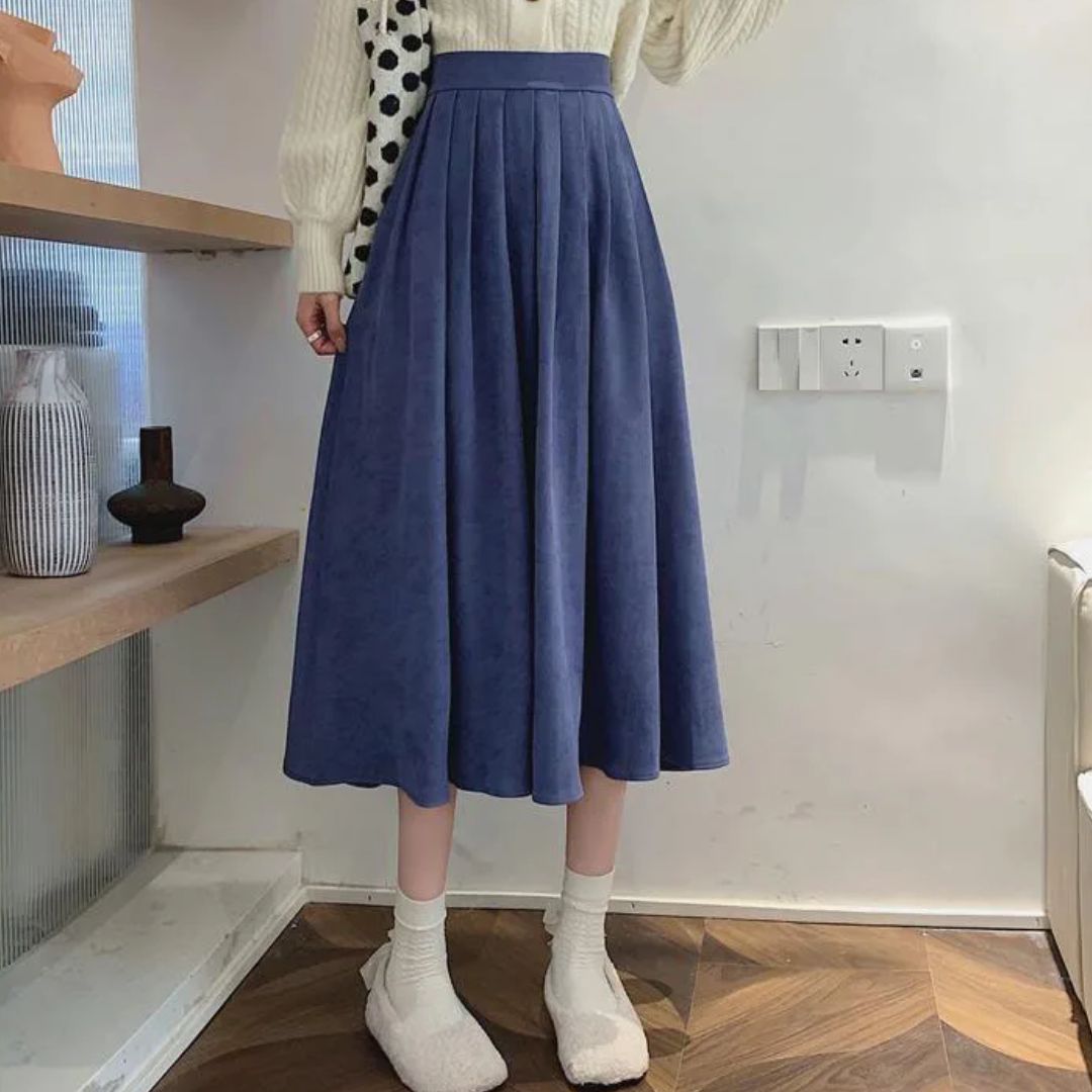 Women's Pleated Midi Skirt - Flowy A-Line Style