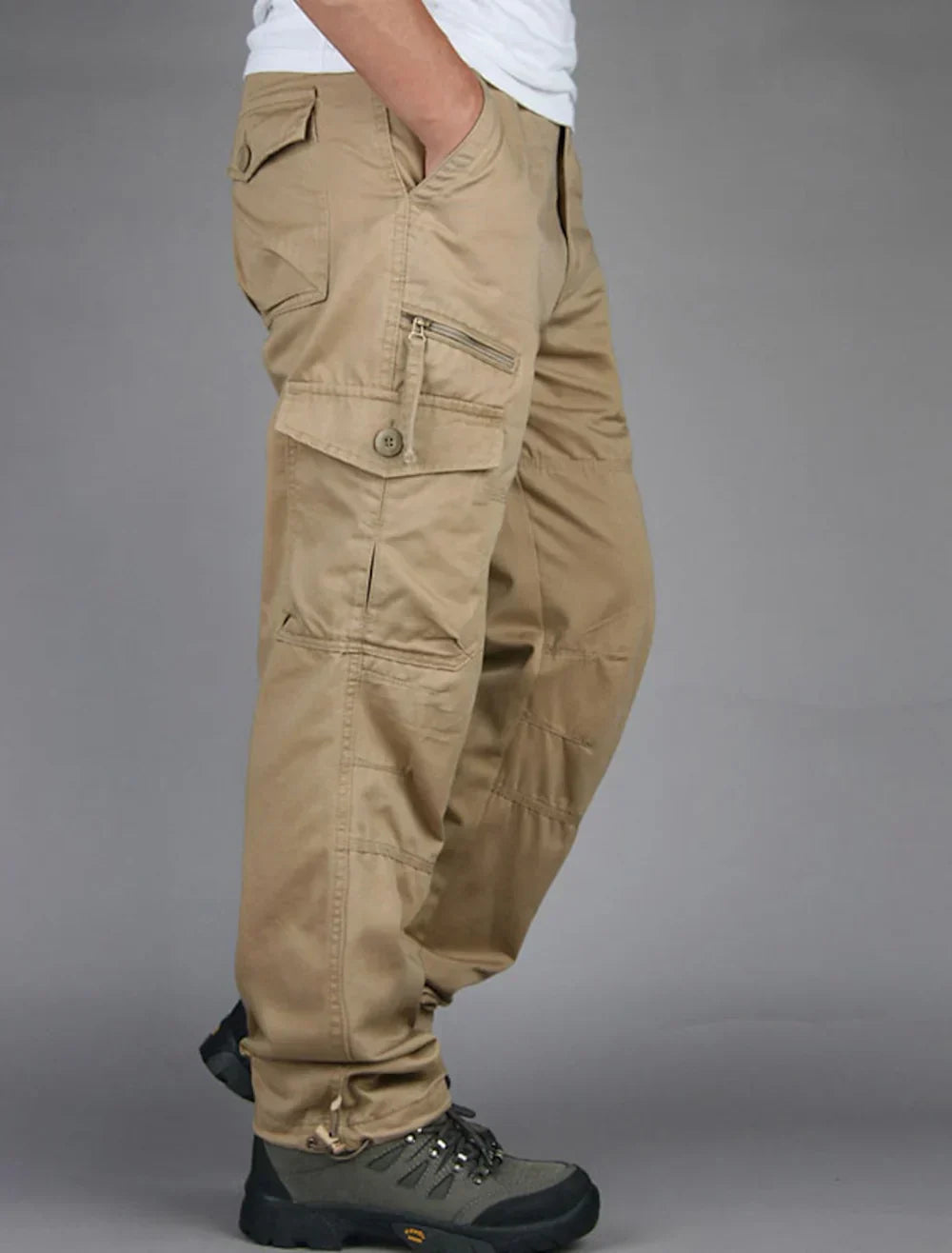 Men's Cargo Trousers - Regular Fit with Flap Pockets