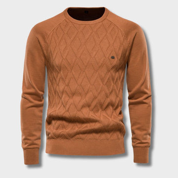 Men's Jumper - Crew Neck with Diamond Pattern