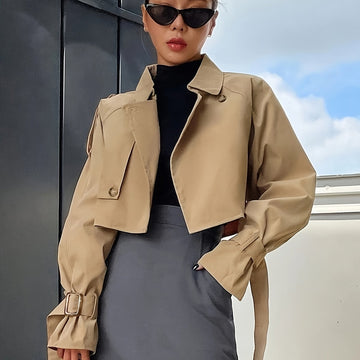 Women's Stylish Crop Trench Coat - Comfortable & Elegant