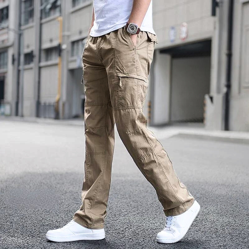 Men's Cargo Trousers - Straight Leg with Side Pockets