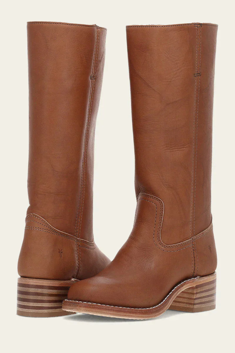 Women's Knee-High Boots - Pull-On with Low Stacked Heel