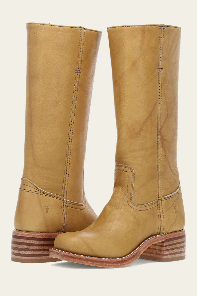 Women's Knee-High Boots - Pull-On with Low Stacked Heel