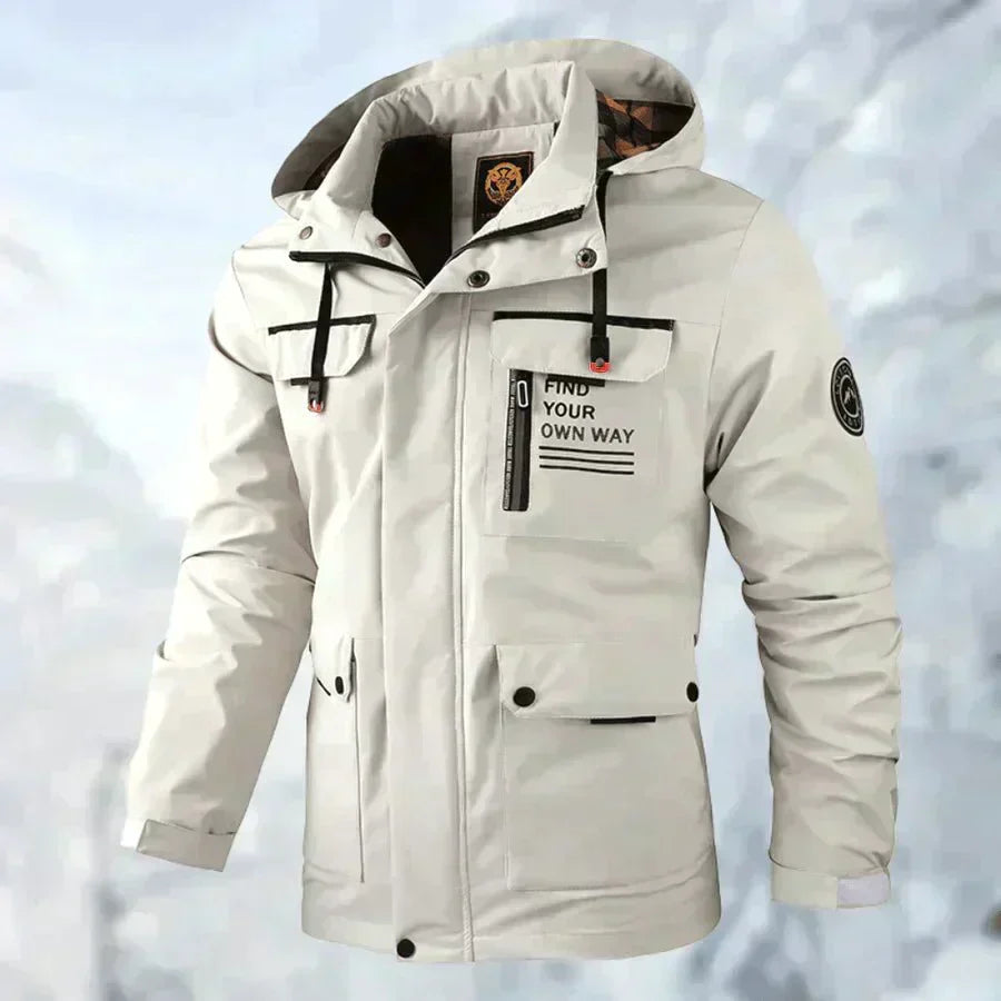 Men's Winter Jacket - With Hood and Flap Pockets