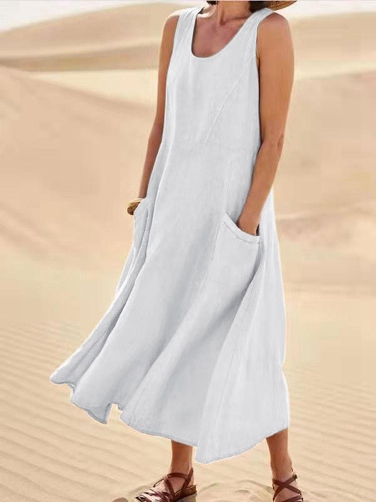 Women's Flowy Summer Midi Dress - Lightweight & Breathable