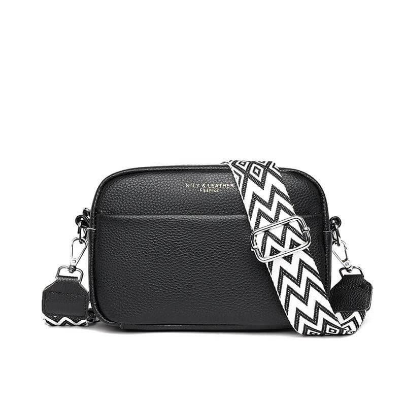 Women's Crossbody Bag - Boxy with Wide Patterned Strap
