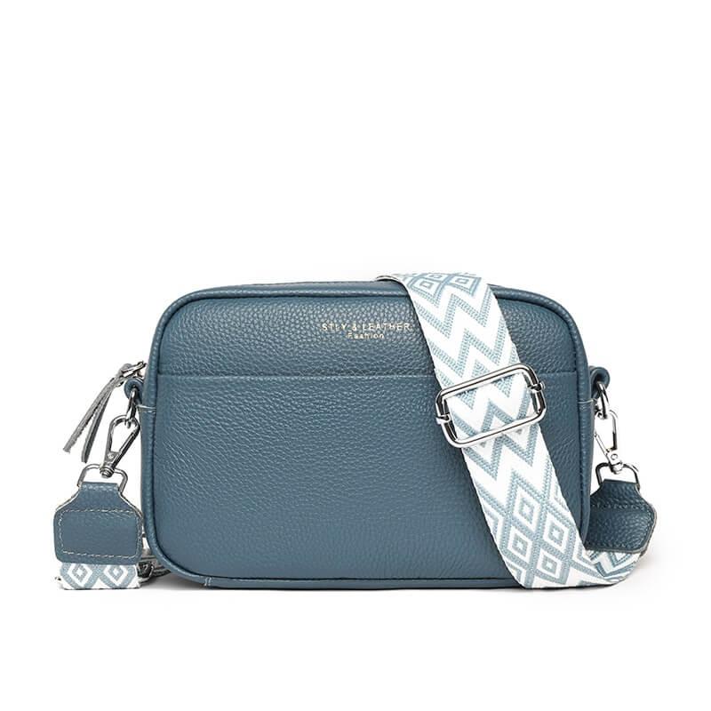 Women's Crossbody Bag - Boxy with Wide Patterned Strap
