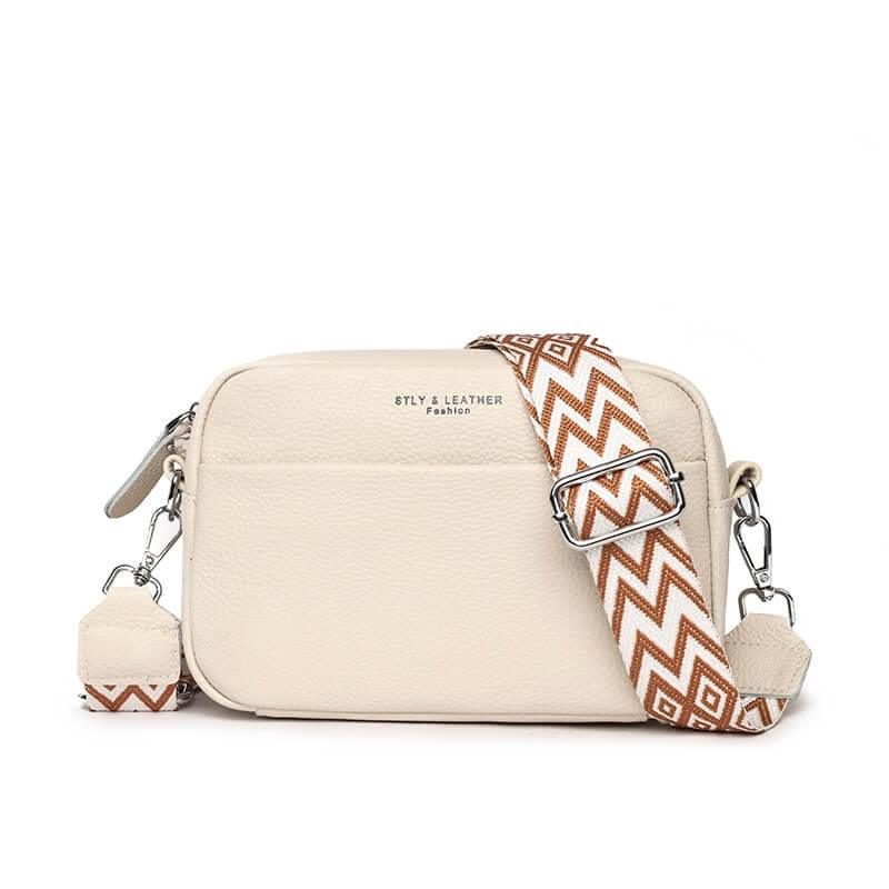 Women's Crossbody Bag - Boxy with Wide Patterned Strap