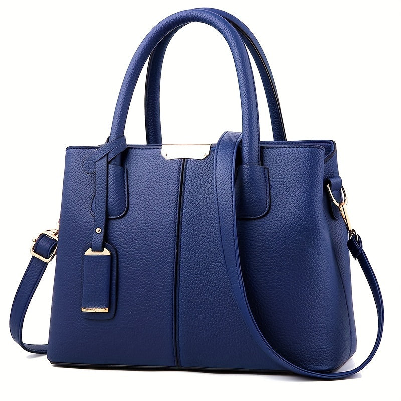 Women's Leather Handbag - Stylish Structured Tote & Crossbody Strap