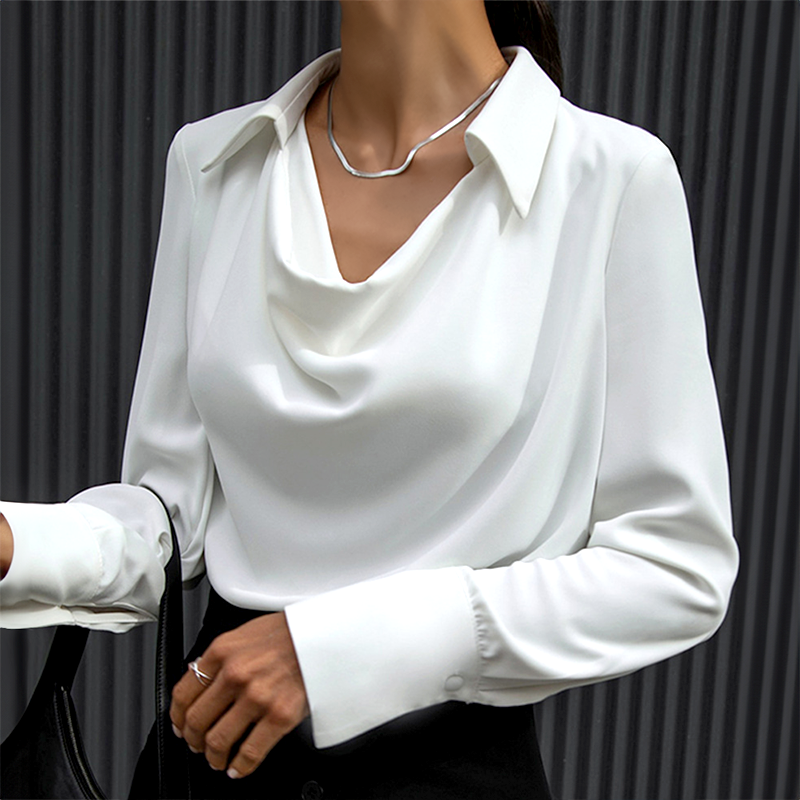 Women's Blouse - Cowl Neck with Long Sleeves