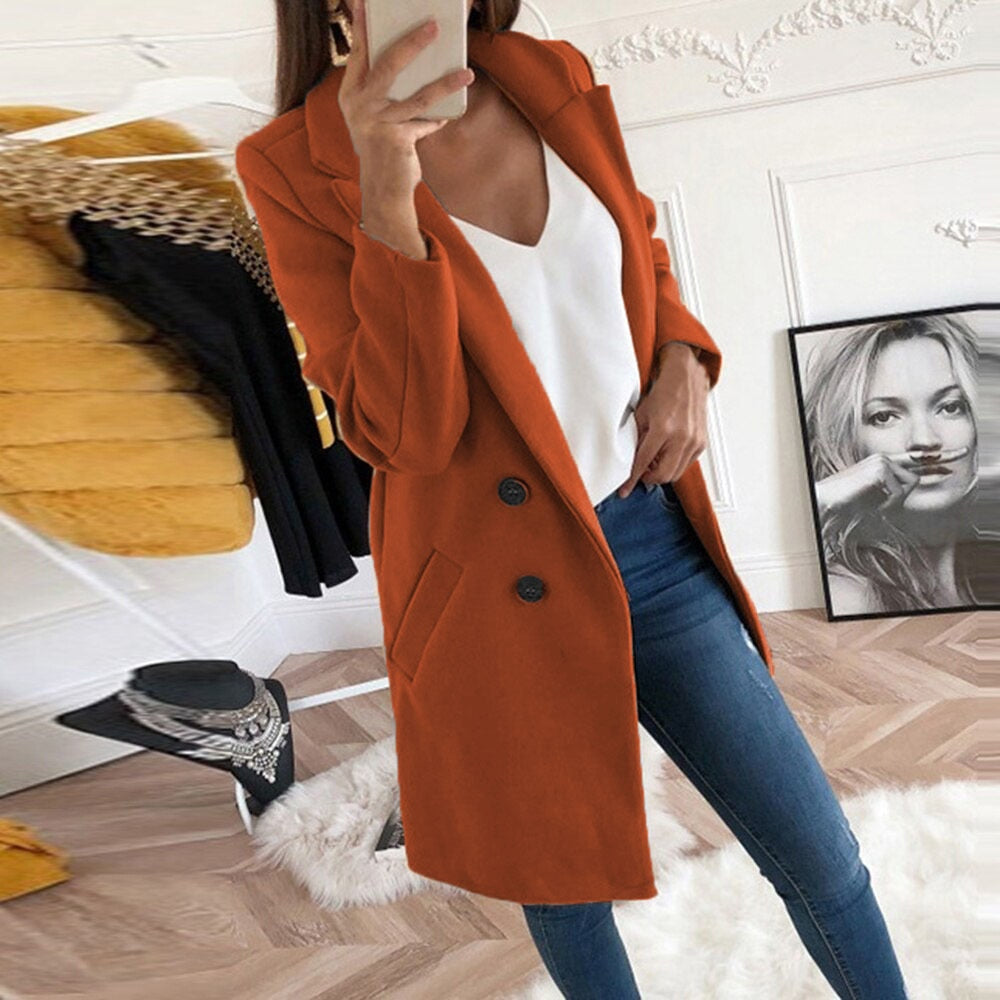 Women's Coat - Button Front with Pockets