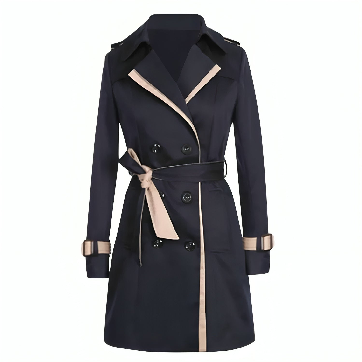 Women's Elegant Two-Tone Long Trench Coat - Comfortable & Warm
