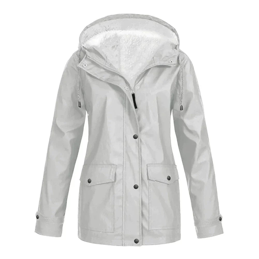 Women's Waterproof Hooded Jacket - Warm Lining Design