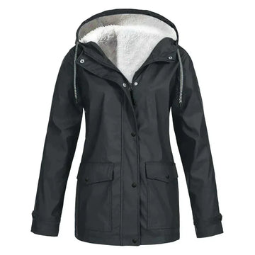 Women's Waterproof Hooded Jacket - Warm Lining Design