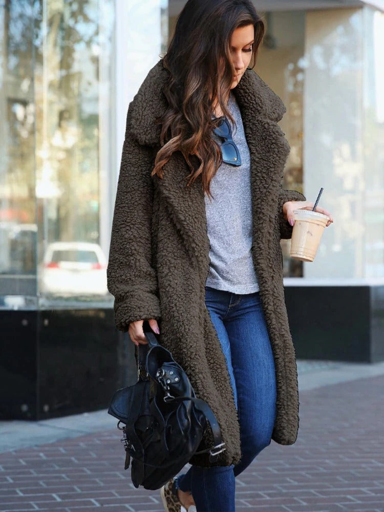 Women's Coat - Textured Teddy Look