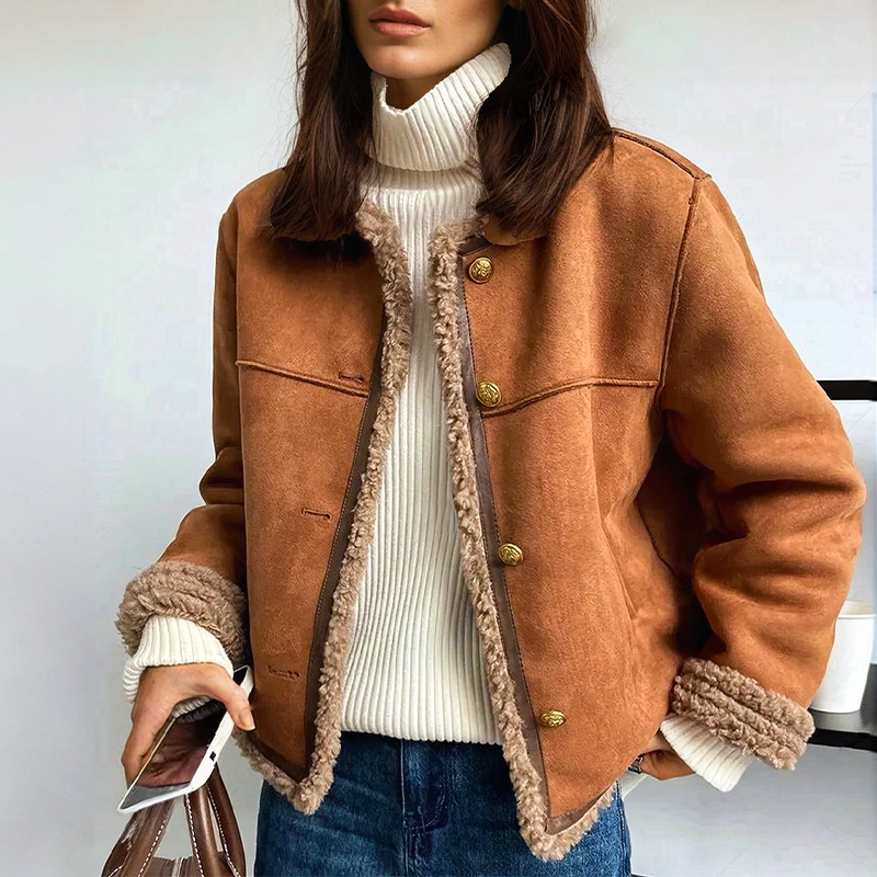 Women's Vintage Suede Jacket - Warm and Comfortable Fit