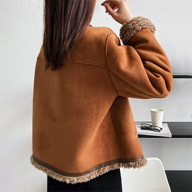 Women's Vintage Suede Jacket - Warm and Comfortable Fit