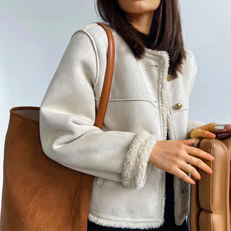 Women's Vintage Suede Jacket - Warm and Comfortable Fit