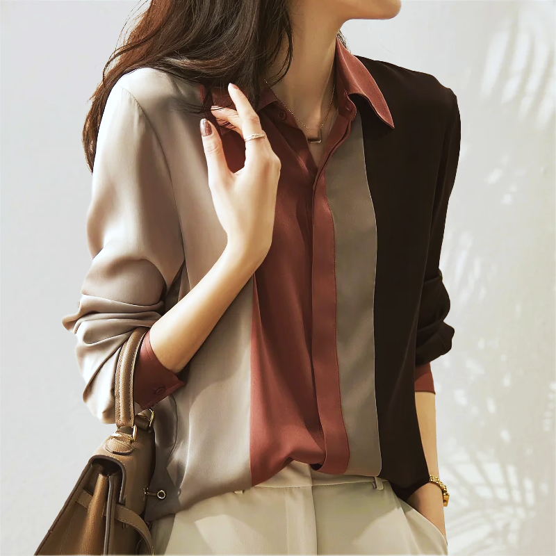 Women's Vertical Stripe Blouse - Work & Office Shirt