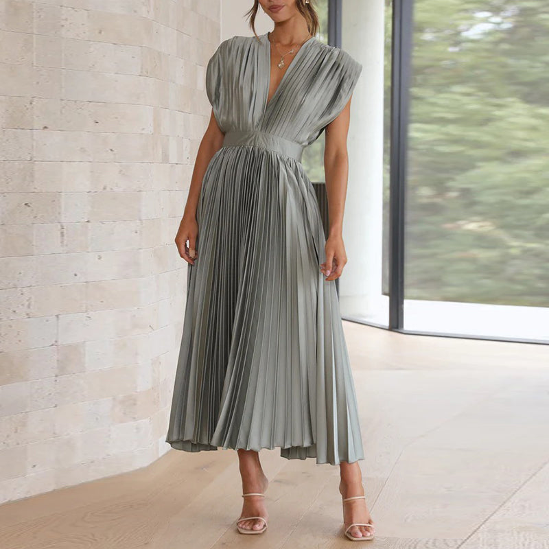 Elegant V-Neck Midi Dress for Women | Diana